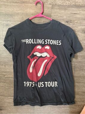 the Rolling Stones Black Tee with White Script Logo